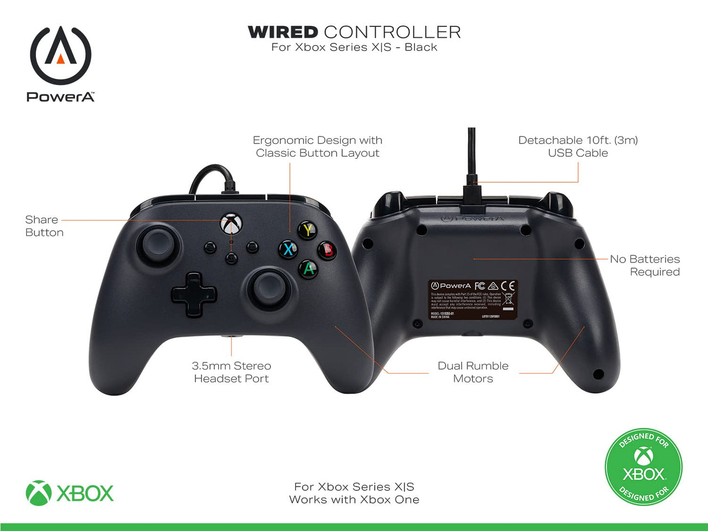 PowerA Wired Controller for Xbox One - Black