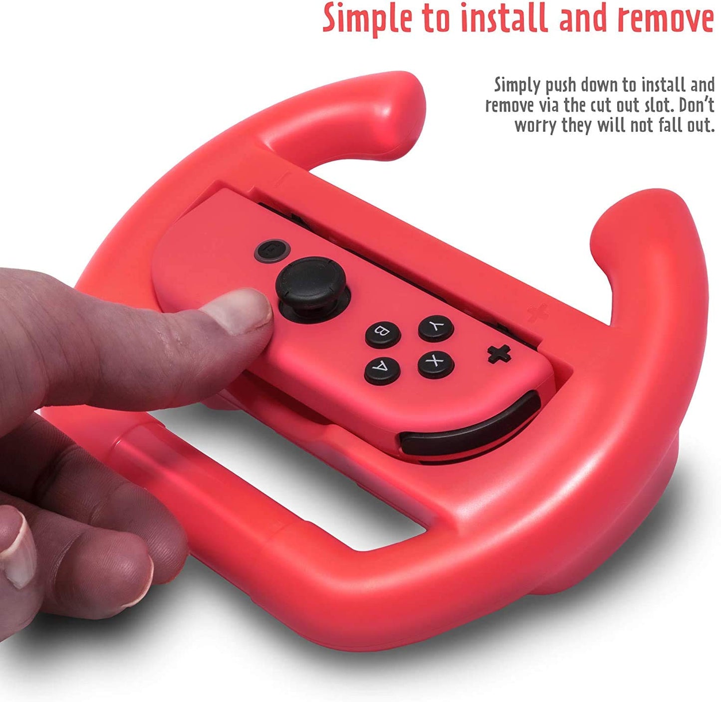Steering Wheel Grip for Nintendo Switch Joy-Con Controller - Neon Red