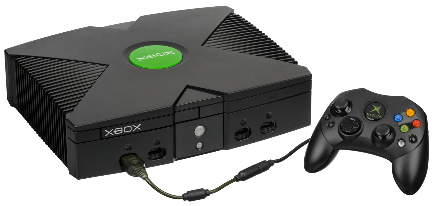 Microsoft Xbox System Bundle w/ 2 Controllers & DVD Remote