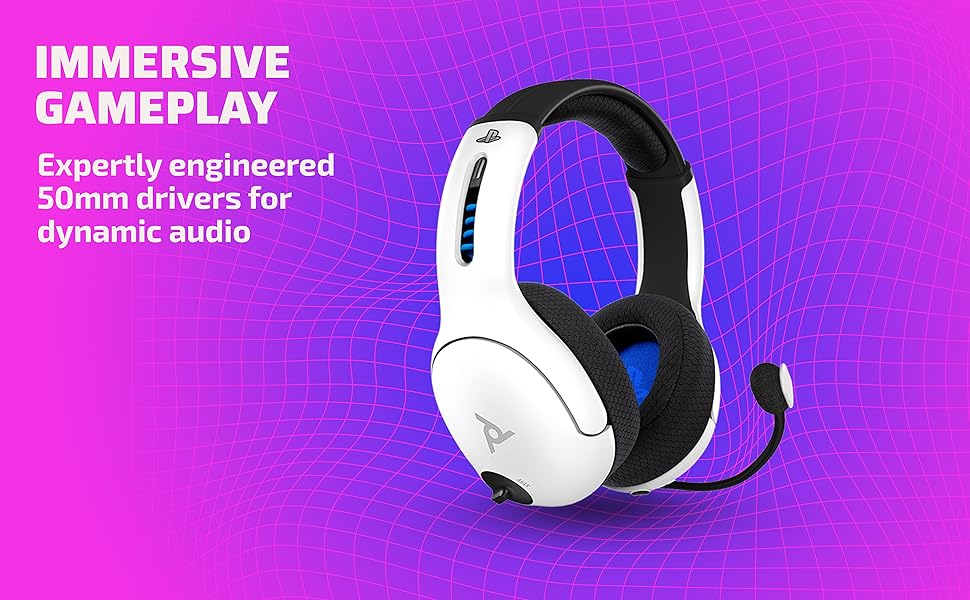PDP Gaming LVL50 Wireless Headset With Noise Cancelling Microphone - White/Blue