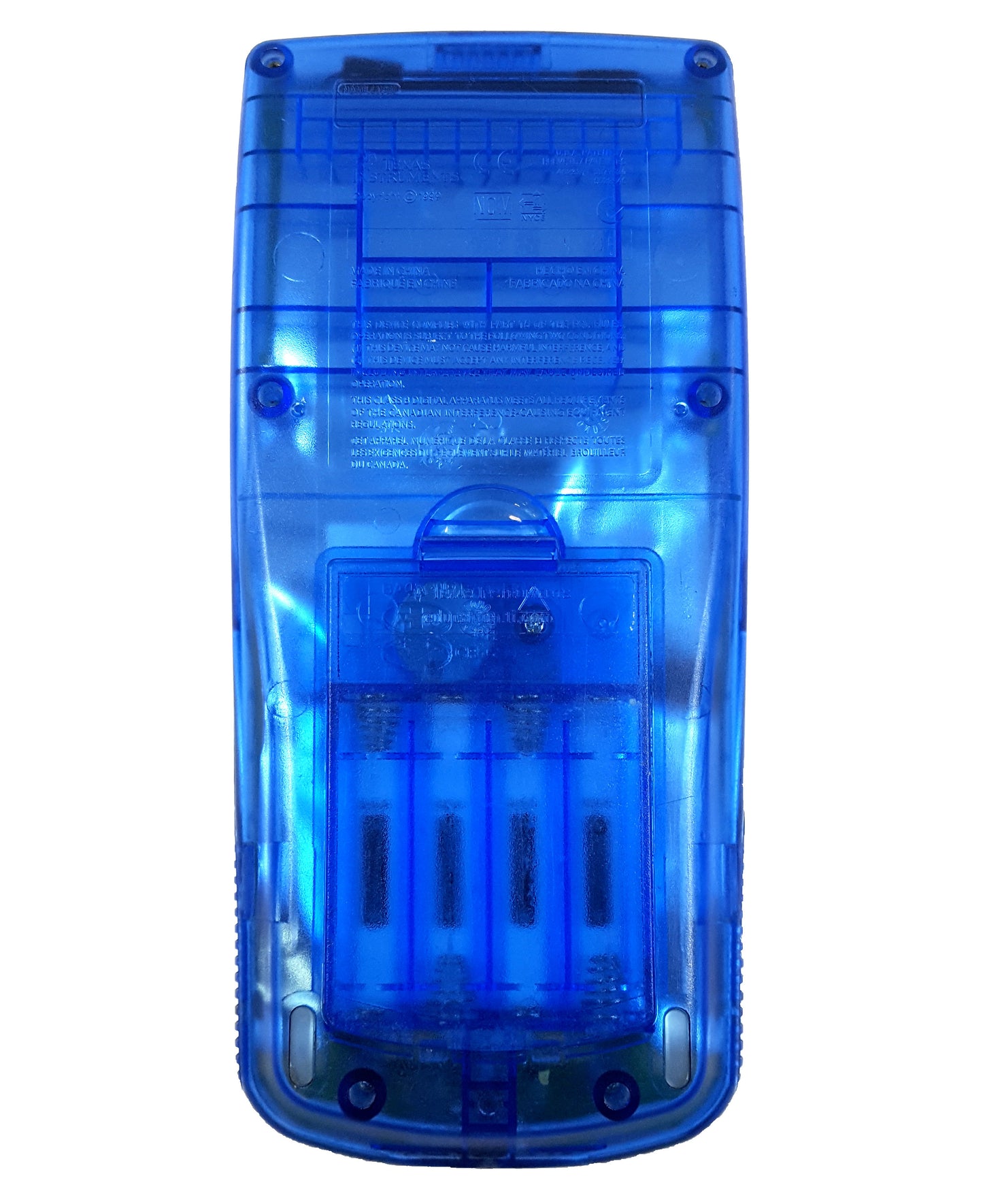 Clear Blue TI 83 Plus Graphing Calculator with Slide Cover and Battery Cover