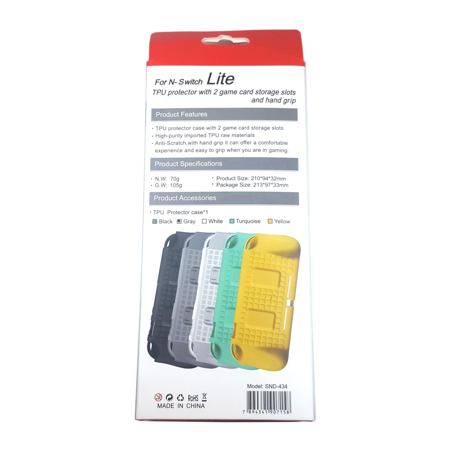 TPU Protector for Nintendo Switch Lite with 2 Game Storage - Gray