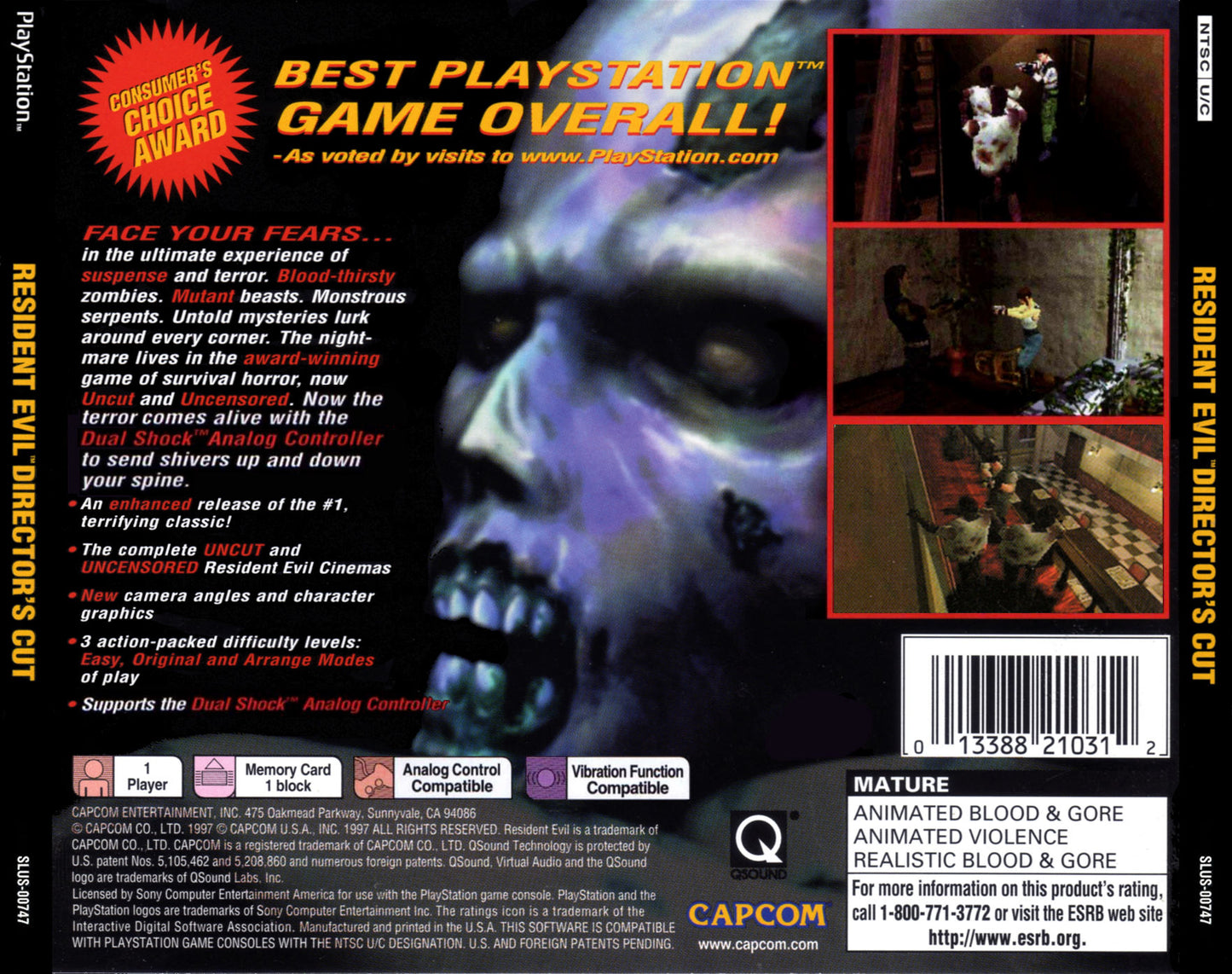 Resident Evil: Director's Cut - Sony PlayStation 1 PS1