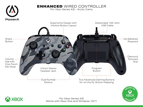PowerA Enhanced Wired Controller for Xbox Series X|S - Arctic Camo
