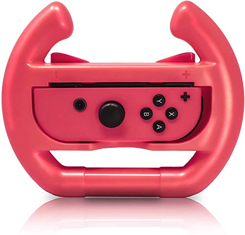 Steering Wheel Grip for Nintendo Switch Joy-Con Controller - Neon Red