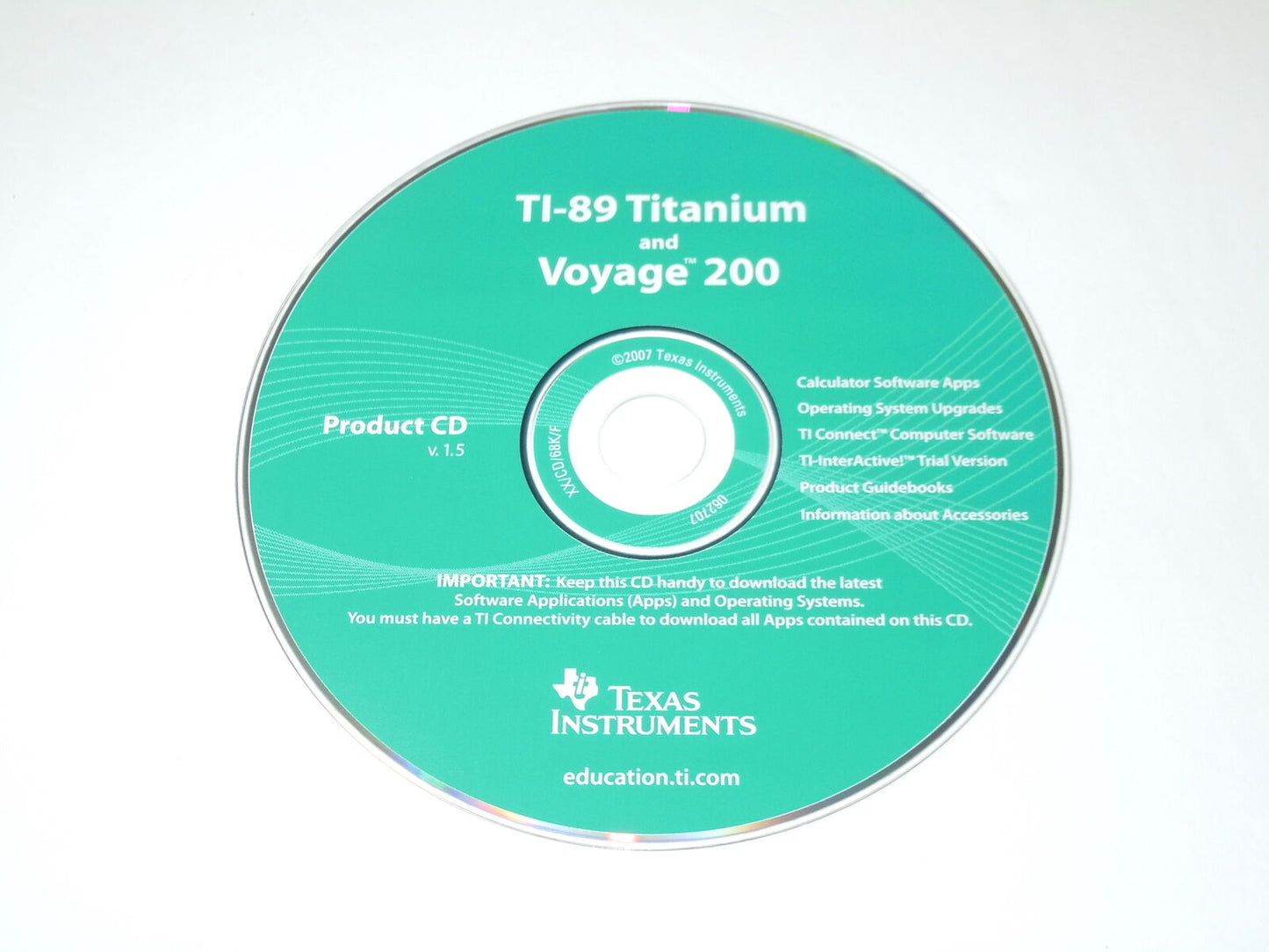 Texas Instrument TI Graphing CD V.1.5 for TI-89 Titanium And Voyager 200