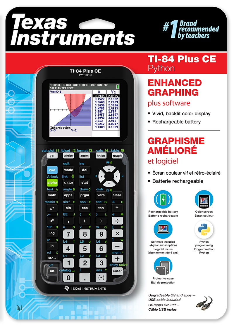 TI-84 Plus CE Graphing Calculator w/Python - Matte-matic Black