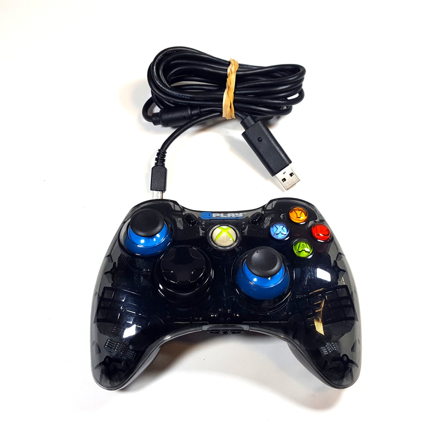 GameStop AtPlay Xbox 360 Wired Controller w/ Removable Cord 037-027 Clear Black