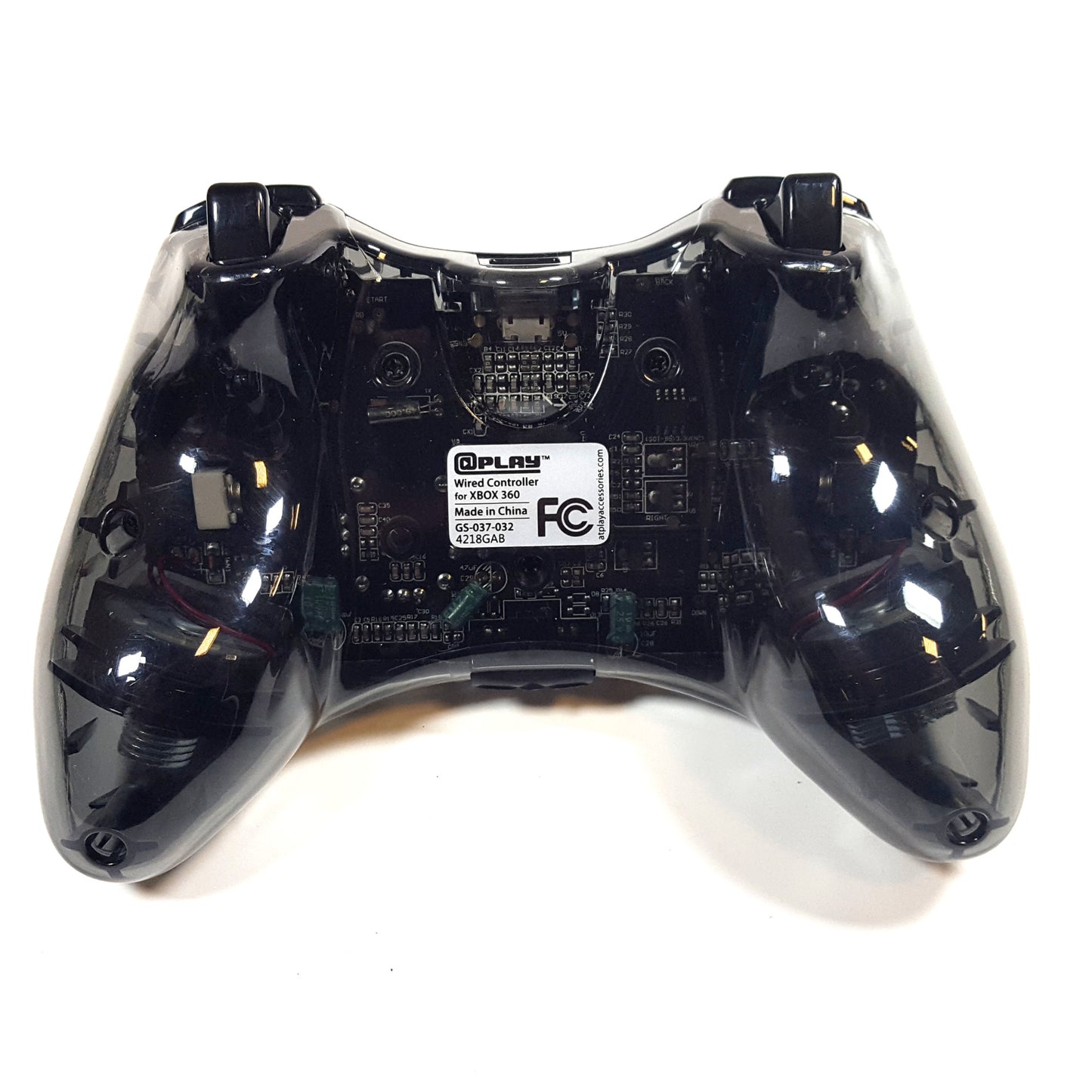 GameStop AtPlay Xbox 360 Wired Controller w/ Removable Cord 037-027 Clear Black