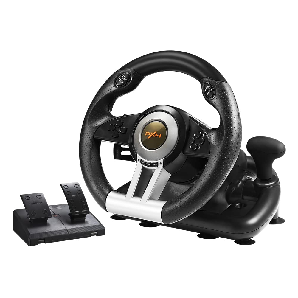 PXN PC Racing Wheel, V3II with Pedals and Table Clamp (For Console & PC)