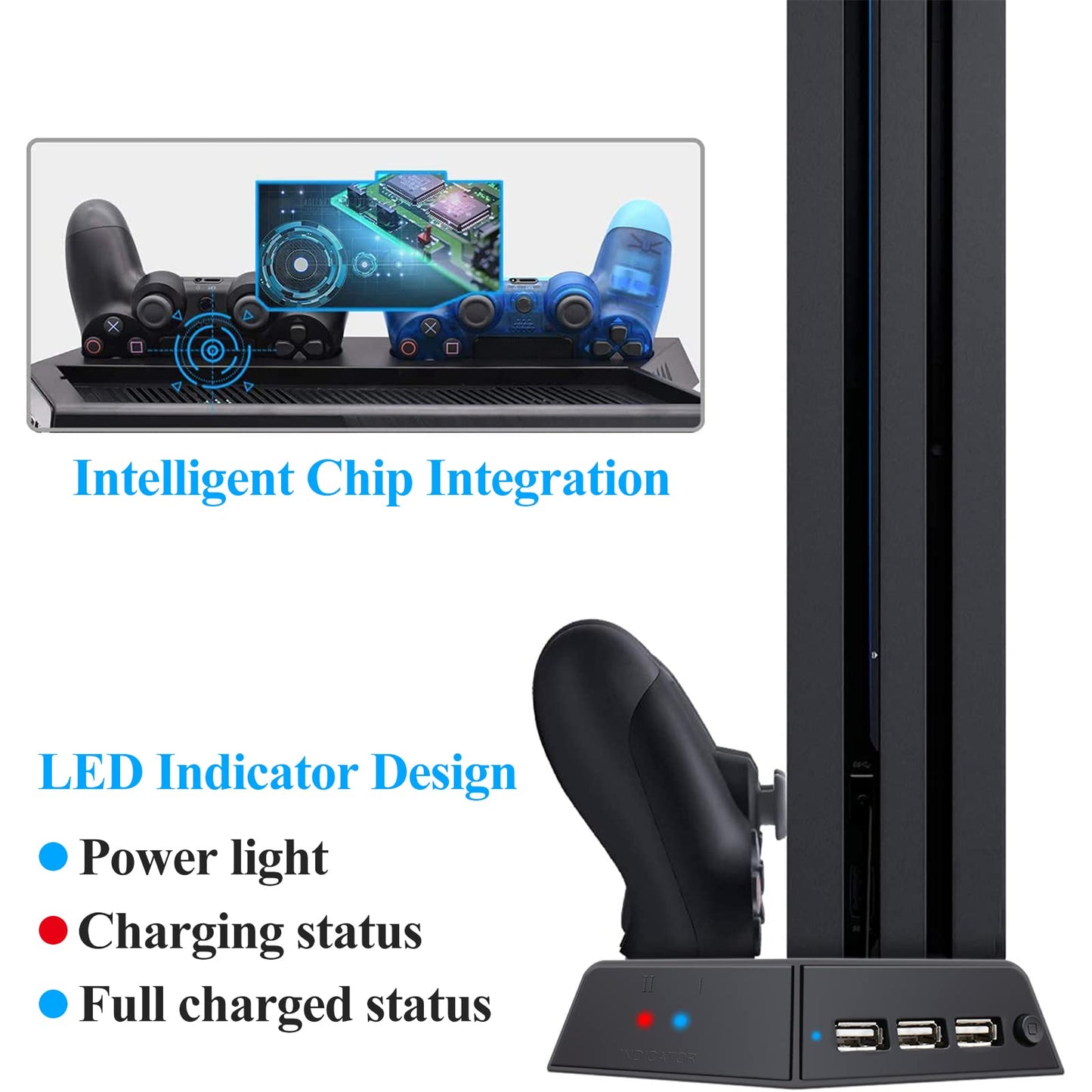 PS4 Pro Cooling Stand, Controller Charger, and USB Hub