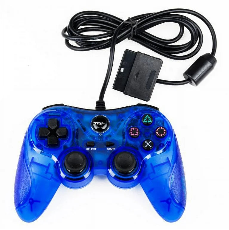TTX Tech Analog Wired Controller For PlayStation 2 PS2 - Blue