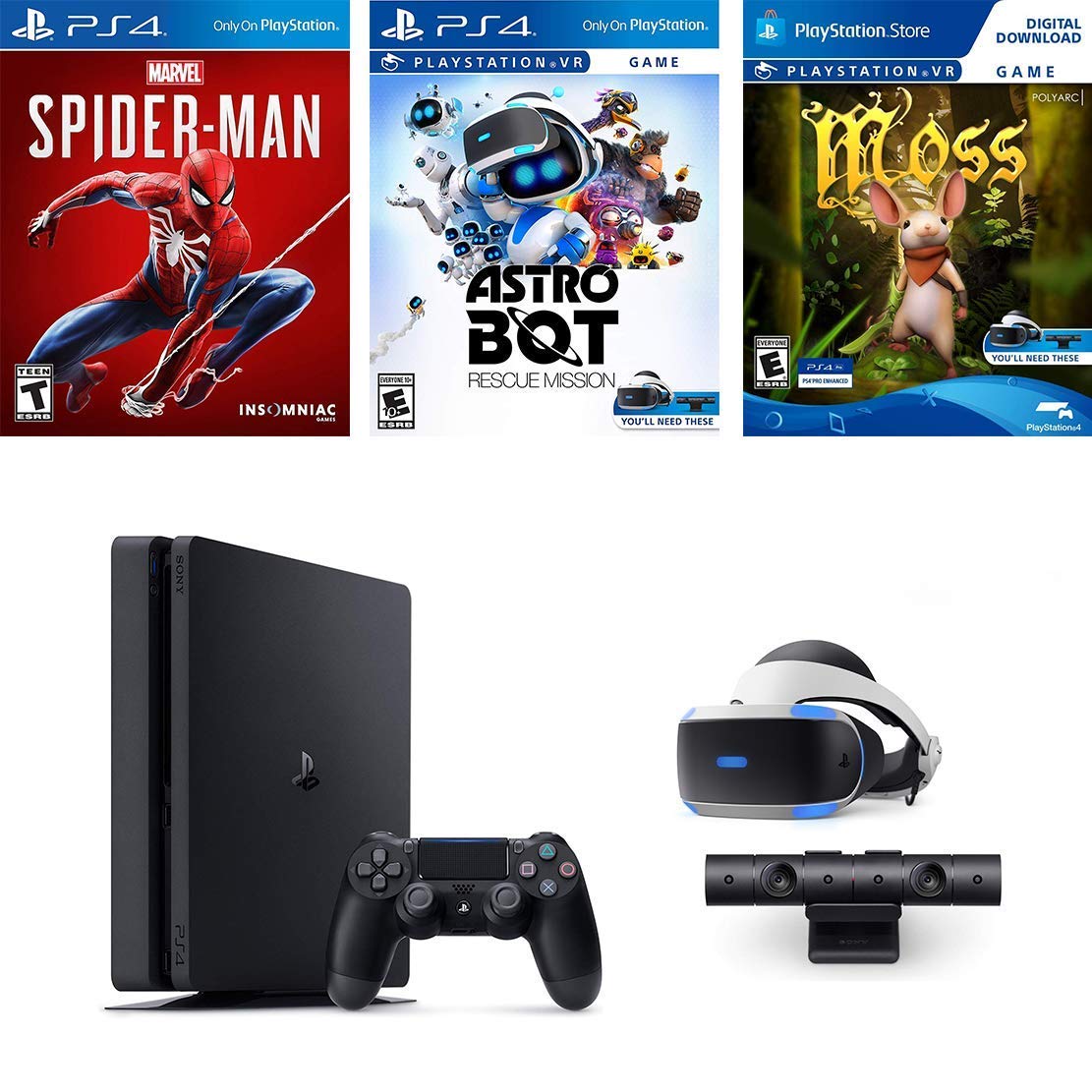 Sony PlayStation 4 Slim 1TB & PlayStation VR [V.2] 3-Game Bundle