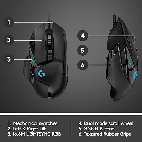 Logitech G502 HERO High Performance Wired Gaming Mouse - Black