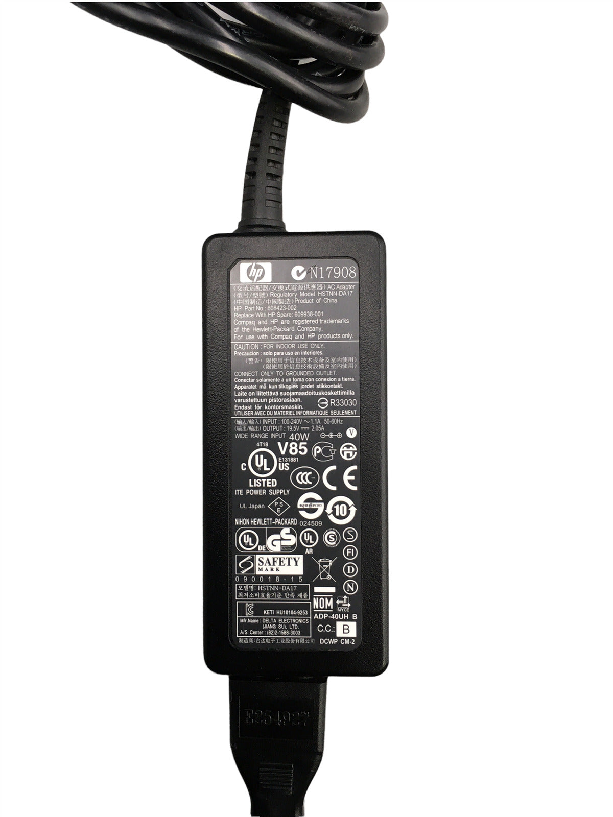 Genuine HP 40W 85V Laptop AC Power Adapter Charger HSTNN-DA17 608423-002