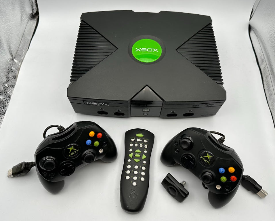 Microsoft Xbox System Bundle w/ 2 Controllers & DVD Remote