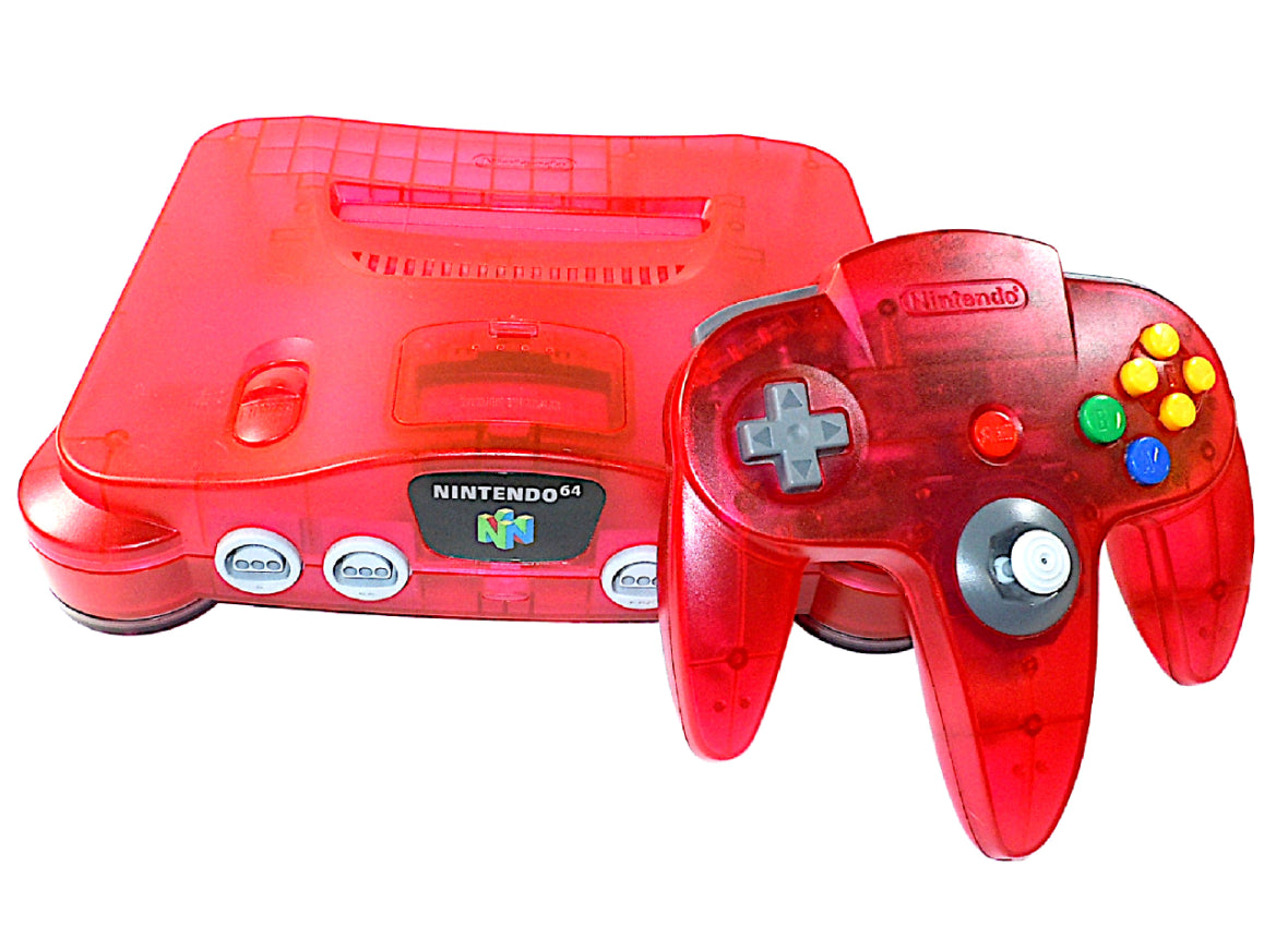 Nintendo 64 N64 Watermelon Red Video Game Console with Matching Controller