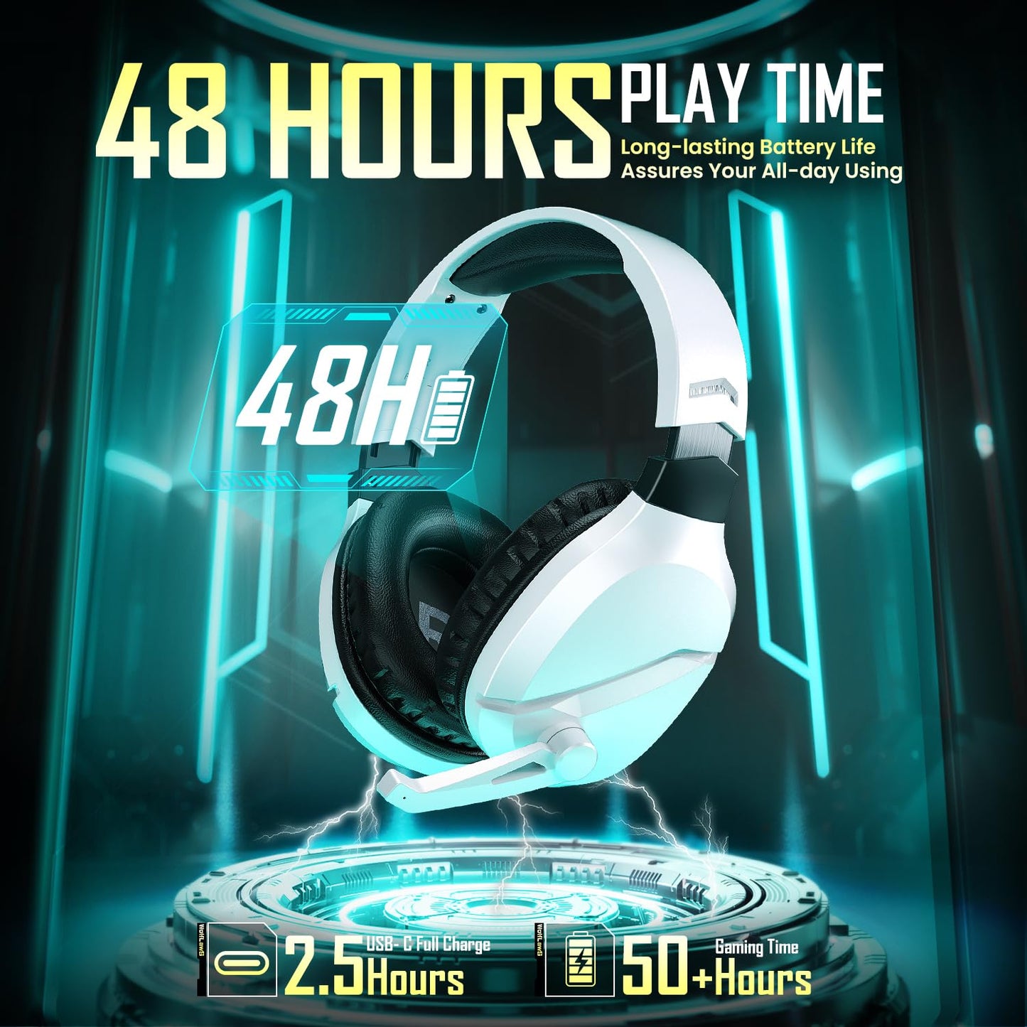 WolfLawS Wireless Gaming Headset - White