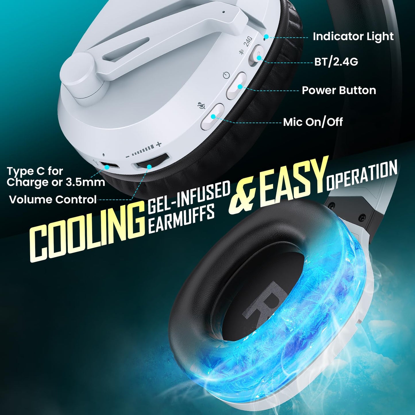 WolfLawS Wireless Gaming Headset - White
