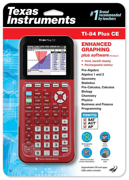 Texas Instruments TI-84 Plus CE Graphing Calculator - Radical Red