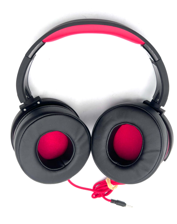 Unbranded Metallic Red Wired Gaming Headset w/ Retractable Mic