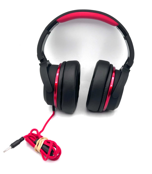 Unbranded Metallic Red Wired Gaming Headset w/ Retractable Mic