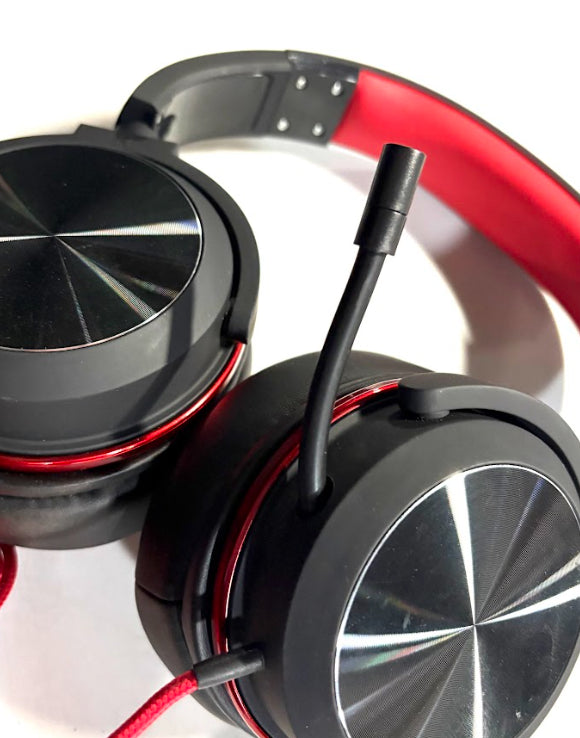 Unbranded Metallic Red Wired Gaming Headset w/ Retractable Mic