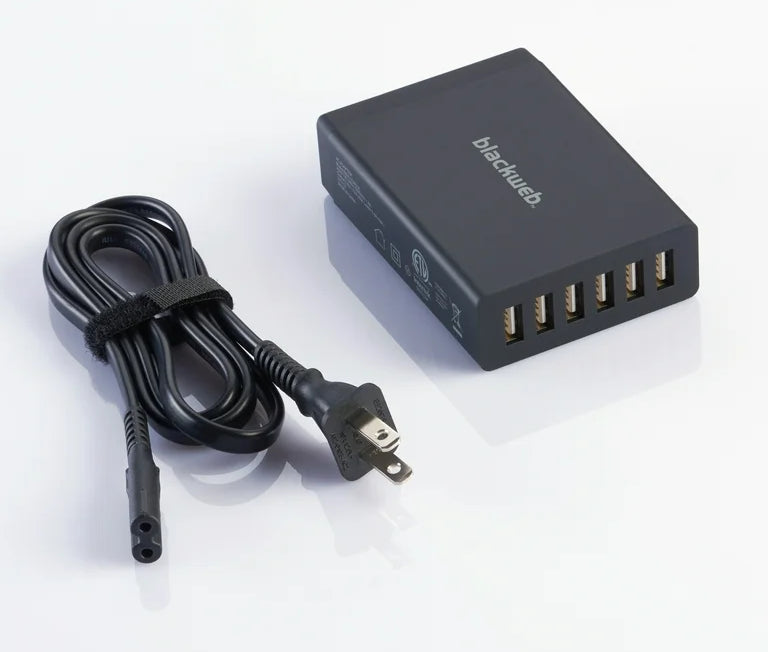 Blackweb Multiple Device 6-Port USB Wall Charger Black 5V/12A