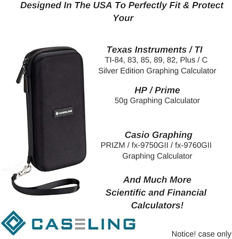 Caseling Hard Zippered Case for TI-84 Plus CE and Others - Black