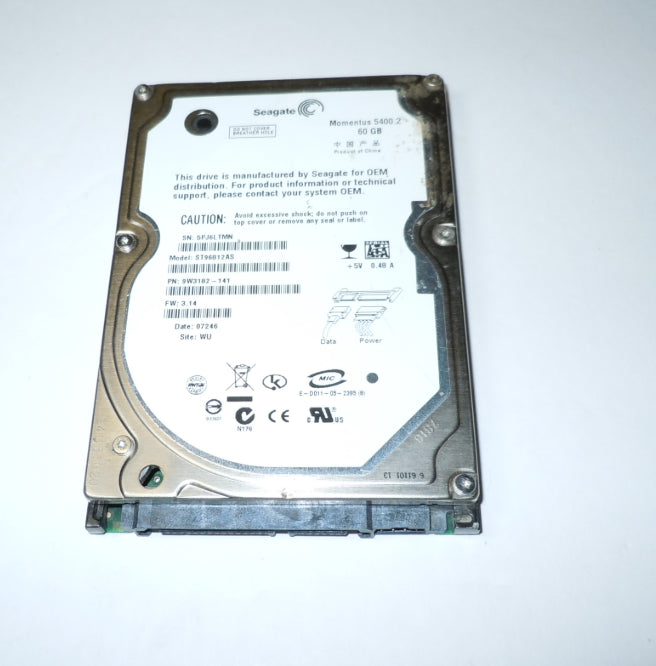 60GB Seagate 2.5' SATA II 5400RPM Hard Disk Drive HDD ST96812AS