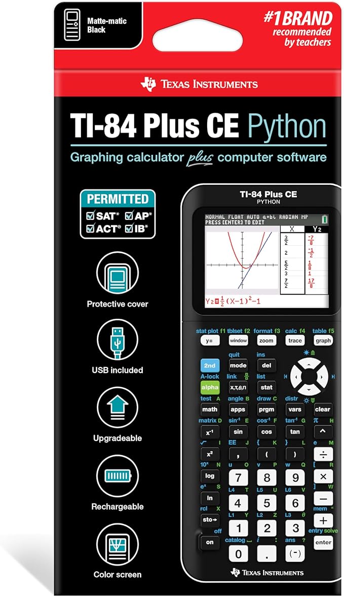 Texas Instruments TI-84 Plus CE Python Graphing Calculator - Matte-Matic Black