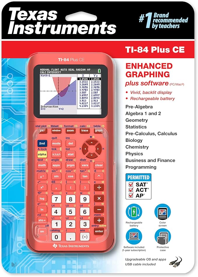 Texas Instruments TI-84 Plus CE Graphing Calculator - Positive Coral-ation