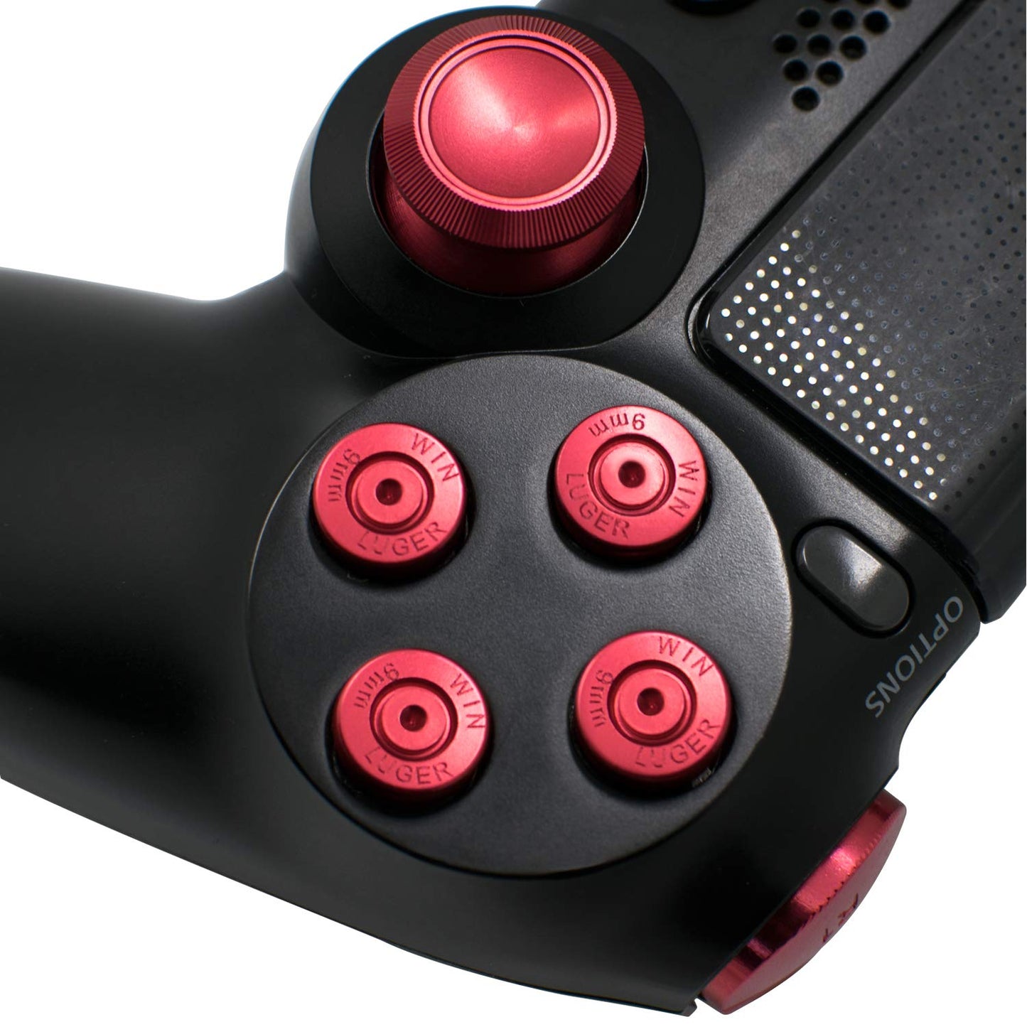 Modified PlayStation 4 PS4 Controller with Metal Buttons - Black/Red