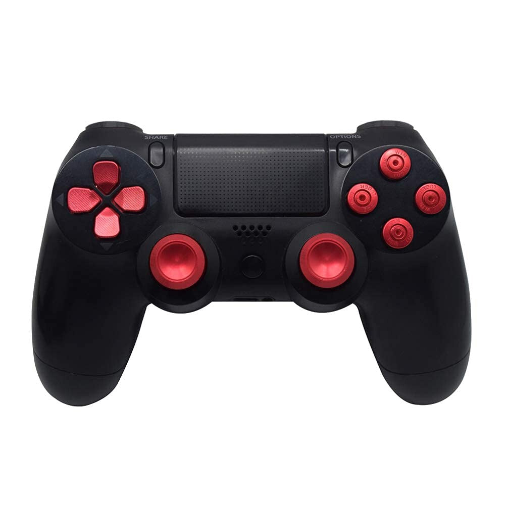 Modified PlayStation 4 PS4 Controller with Metal Buttons - Black/Red