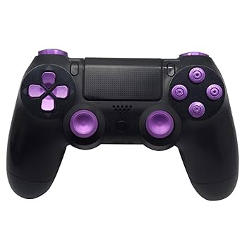 Modified PlayStation 4 PS4 Controller with Metal Buttons - Black/Purple