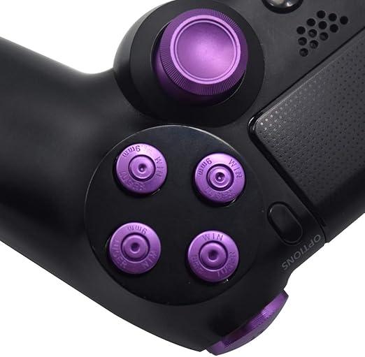 Modified PlayStation 4 PS4 Controller with Metal Buttons - Black/Purple