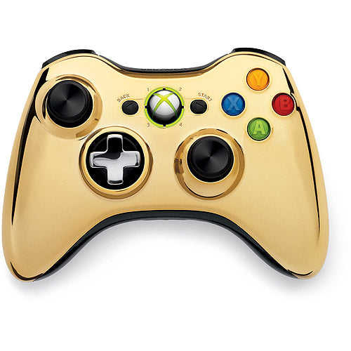 Microsoft Xbox 360 Wireless Controller - Gold Chrome - Includes Battery Cover