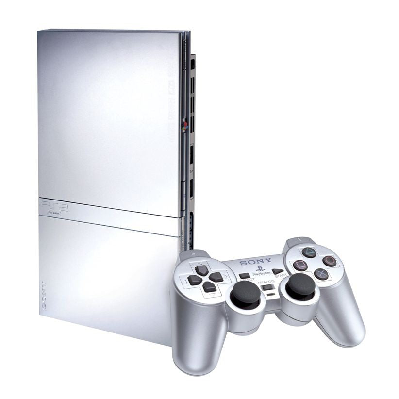 Sony PlayStation 2 PS2 Slim Satin Silver with Matching DS2 Controller