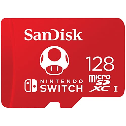 SanDisk 128GB Micro SD Card Licensed for Nintendo-Switch - Super Mushroom Red